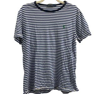 Polo by Ralph Lauren Navy and White Striped Tee Cotton Preppy Womens M